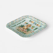 Schattigee kleine dinosaurusjongen 1e verjaardagsf papieren bordje (Gebogen)