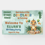 Schattigee kleine dinosaurusjongen 1e verjaardagsf spandoek (Horizontaal)