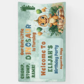 Schattigee kleine dinosaurusjongen 1e verjaardagsf spandoek (Verticaal)