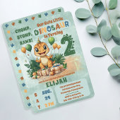 Schattigee kleine dinosaurusjongen 2e verjaardag kaart