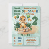 Schattigee kleine dinosaurusjongen 2e verjaardag kaart (Voorkant)