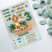 Schattigee kleine dinosaurusjongen 3e verjaardagsf acryl uitnodigingen
