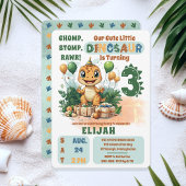 Schattigee kleine dinosaurusjongen 3e verjaardagsf kaart