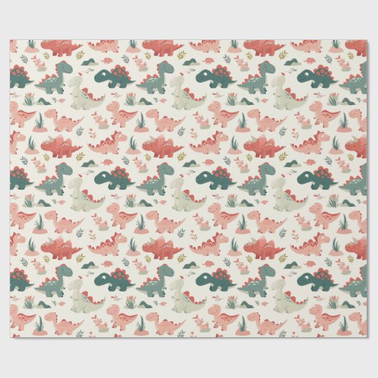 Schattigee kleine dinosaurussen Kinder Cadeaupapier (Vlak)