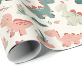 Schattigee kleine dinosaurussen Kinder Cadeaupapier (Rol Hoek)