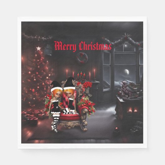 Schattigee kleine donkere elfen. servet (Voorkant)