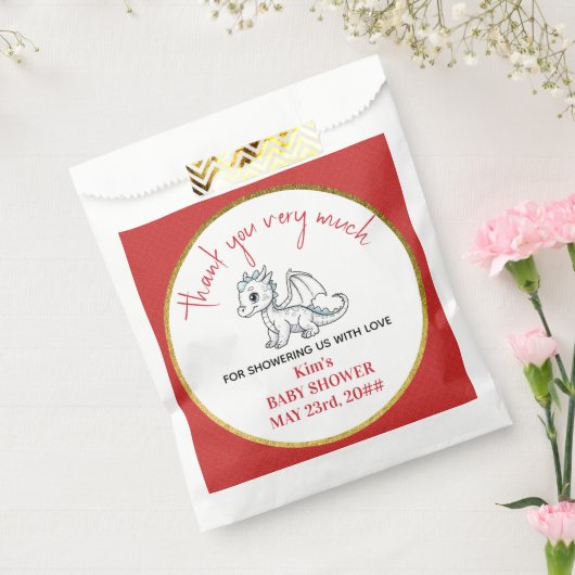 Schattigee kleine draak is op weg naar rood Baby s Bedankzakje (Gezegeld)