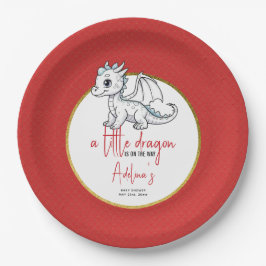 Schattigee kleine draak is op weg naar rood Baby s Papieren Bordje