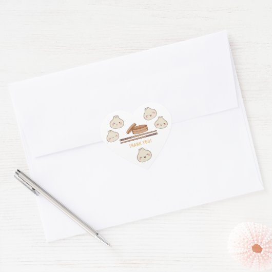 Schattigee kleine Dumpling Baby shower Dank u Hart Sticker (Envelop)