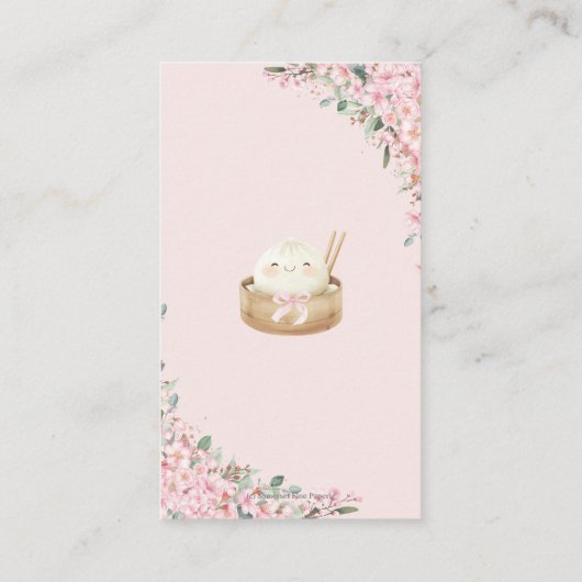 Schattigee kleine Dumpling Cherry Blossoms Luier R Informatiekaartje (Achterkant)