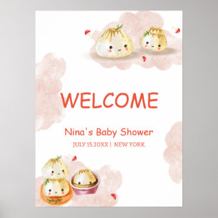 Schattigee kleine Dumpling Mushroom Baby shower We Poster