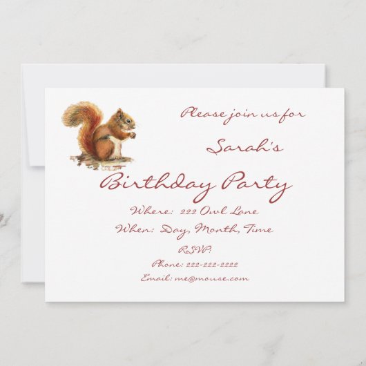 Schattigee kleine eekhoorn dierlijke verjaardag ui kaart (Achterkant)