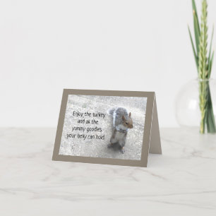 Schattigee kleine eekhoorn met Fluffy Tail Thanksg Feestdagen Kaart