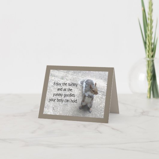 Schattigee kleine eekhoorn met Fluffy Tail Thanksg Feestdagen Kaart (Voorkant)