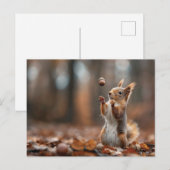 Schattigee kleine eekhoorn vangen een eikel briefkaart (Voorkant / Achterkant)