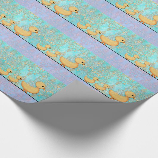 Schattigee kleine eenden op Paarse Blauwgroen Dama Cadeaupapier (Hoek)