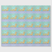 Schattigee kleine eenden op Paarse Blauwgroen Dama Cadeaupapier (Vlak)