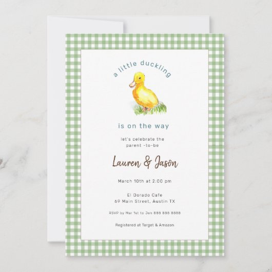 Schattigee kleine eendje rustieke Baby shower uitn Kaart (Voorkant)