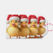 Schattigee kleine eendjes met kerstmutsen cadeaulabel (Voorkant (Horizontaal))