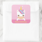 Schattigee kleine eenhoorn eerste verjaardagsfeest vierkante sticker (Tas)