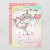 Schattigee kleine eenhoorn en regenboog met gouden kaart (Voorkant / Achterkant)