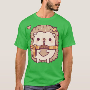 Schattigee kleine egel met een eikel herfst t-shirt