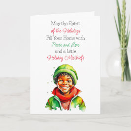 Schattigee  kleine elf kerstzegeningen kaart