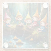 Schattigee kleine elfen in de rivier glazen onderzetter (Achterkant)