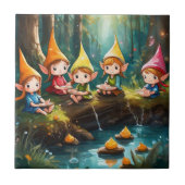 Schattigee kleine elfen in de rivier tegeltje (Voorkant)