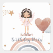 Schattigee Kleine engel afro meisjes Ballon Verjaa Vierkante Sticker (Voorkant)