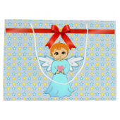 Schattigee kleine engel en sterrenachtige achtergr large cadeautasje (Achterkant)