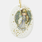 Schattigee kleine engel in de sterren fantasy kuns keramisch ornament (Achterkant)
