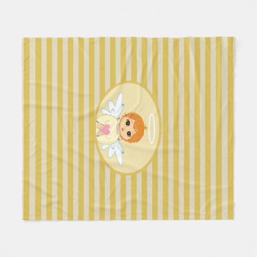 Schattigee kleine engel op Golden Striped Fleece Deken (Voorkant (Horizontaal))