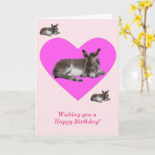 Schattigee kleine ezel veulen in hart verjaardag kaart (Gele Bloem)