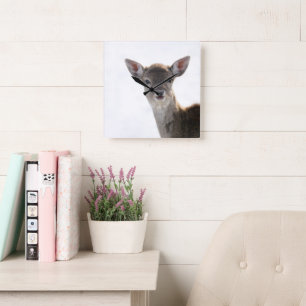 Schattigee kleine Fawn 2 #animal #art Vierkante Klok