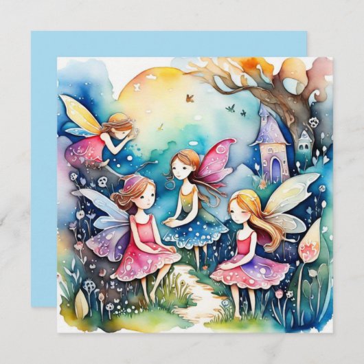 Schattigee kleine feeën in het veld Kaart (Voorkant / Achterkant)