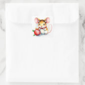 Schattigee kleine feestelijke kerstmuis met Orname Vierkante Sticker (Tas)