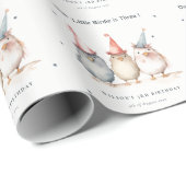 Schattigee kleine feestvogels elke leeftijd kinder cadeaupapier (Rol Hoek)