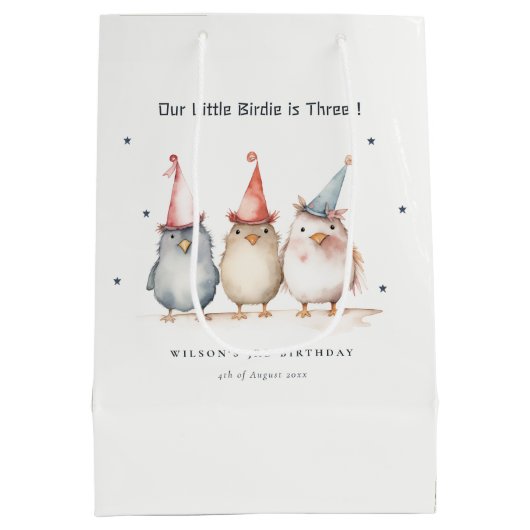 Schattigee kleine feestvogels elke leeftijd kinder medium cadeauzakje (Achterkant)