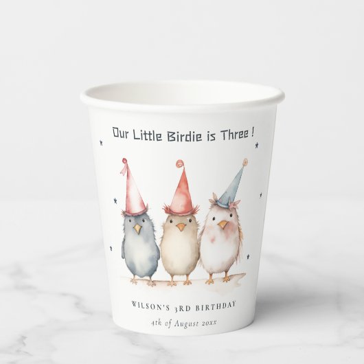 Schattigee kleine feestvogels elke leeftijd kinder papieren bekers (Achterkant)