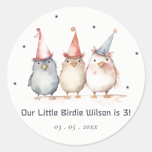 Schattigee kleine feestvogels elke leeftijd kinder ronde sticker (Voorkant)