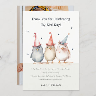 Schattigee kleine feestvogels kinderen verjaardag bedankkaart