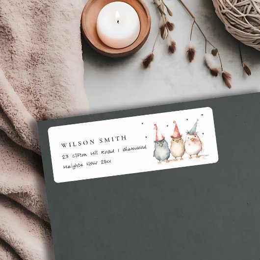 Schattigee kleine feestvogels kinderen verjaardags etiket