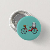 Schattigee kleine fietszegel op een cartoon ronde button 3,2 cm (Voorkant /achterkant)