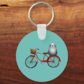 Schattigee kleine fietszegel op een cartoon sleutelhanger (Voorkant)