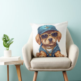 SCHATTIGEE KLEINE GANGSTER PUPPY DOG IN KLEDING & KUSSEN