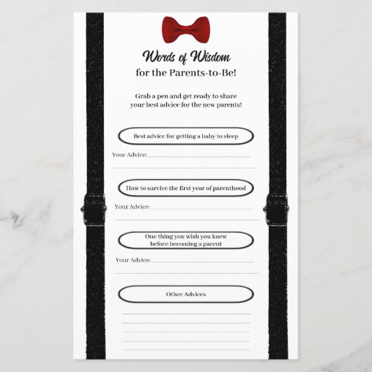 Schattigee kleine gentleman Baby shower Fun Advies (Voorkant)