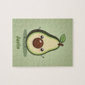 Schattigee kleine gepersonaliseerde avocado legpuzzel (Horizontaal)