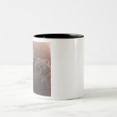 Schattigee kleine gezwollen man en bliksem tweekleurige koffiemok (Center)