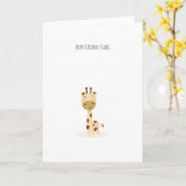 Schattigee kleine Giraffe Verjaardag Kaart (Gele Bloem)